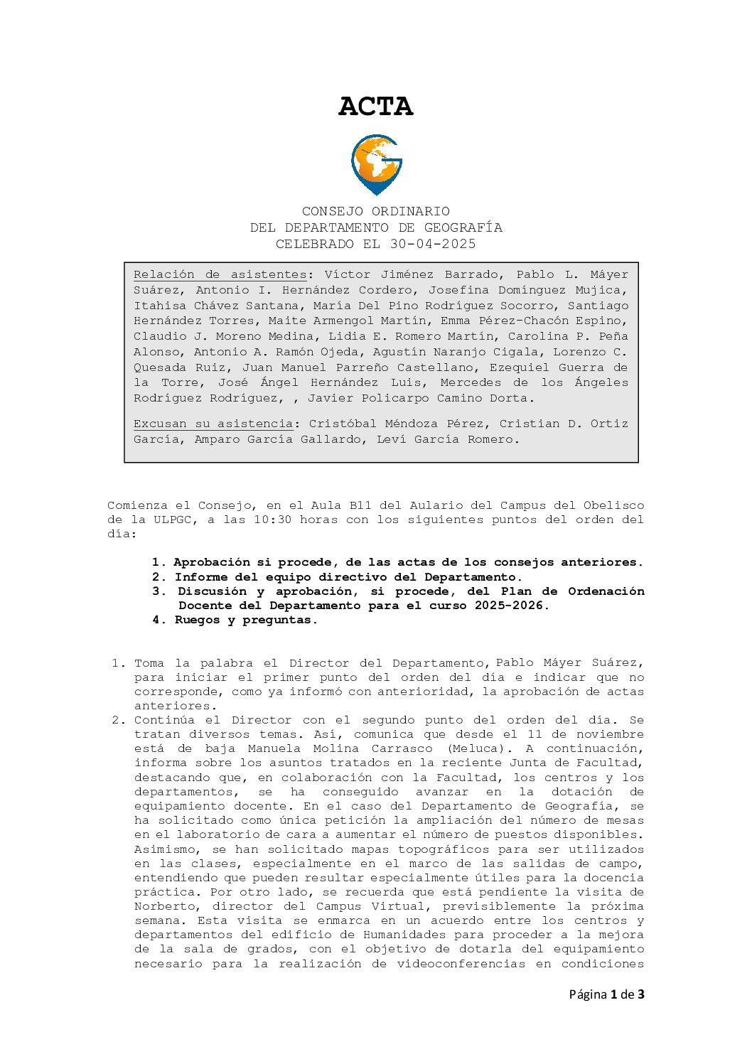 MEMORIA DE ACTIVIDADES 2023 departamento de Geografía de la ULPGC